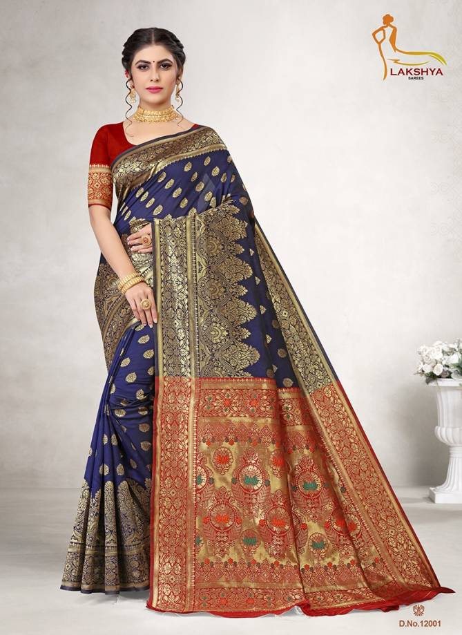 Lakshya vidya vol 12 exclusive wear jacquard silk heavy latest saree collection